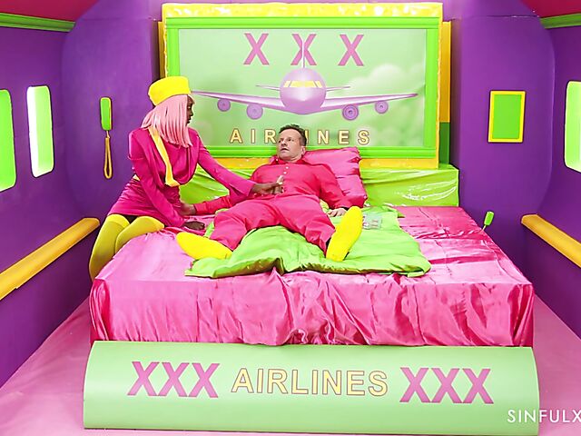 XXX Airlines slim ebony air stewardess Zaawaadi is at your service whenever possible