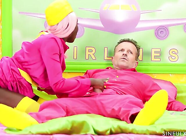 XXX Airlines slim ebony air stewardess Zaawaadi is at your service whenever possible