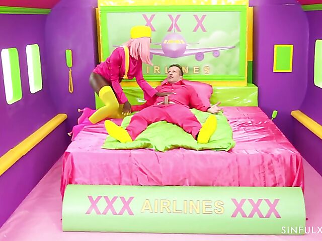 XXX Airlines slim ebony air stewardess Zaawaadi is at your service whenever possible