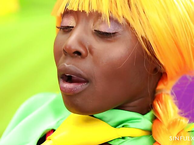 XXX Airlines slim ebony air stewardess Zaawaadi is at your service whenever possible