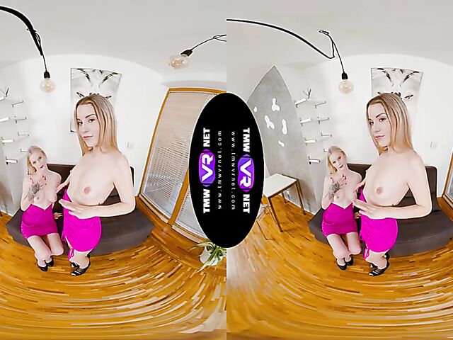 Two girls masturbating in VR 3D with Ariela Donovan and Lucky Bee