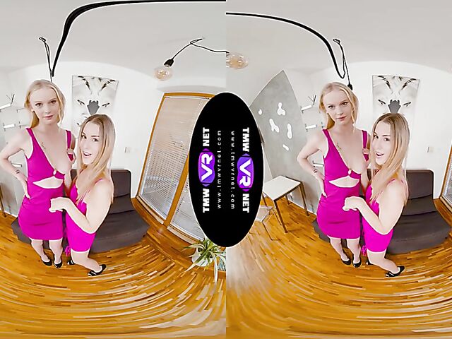 Two girls masturbating in VR 3D with Ariela Donovan and Lucky Bee