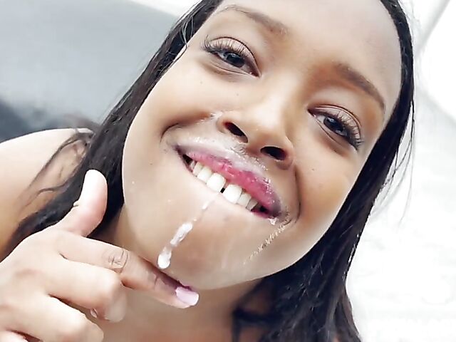 Ebony cum swallow gangbang with dirty Paris