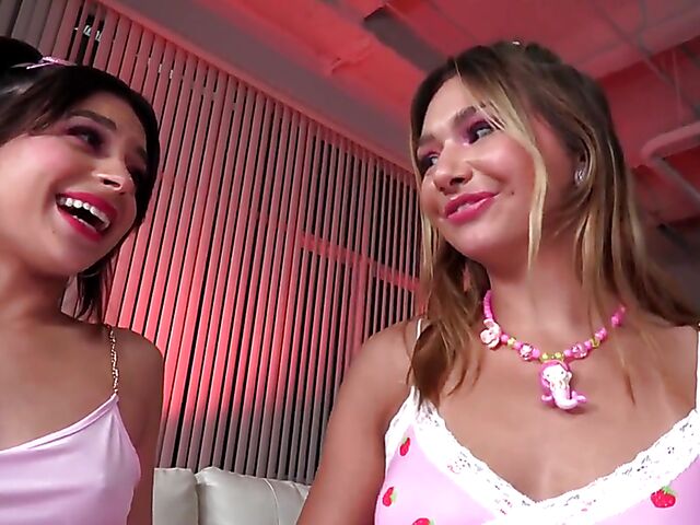 Two teens POV threesome with Mia Kay and Aria Valencia