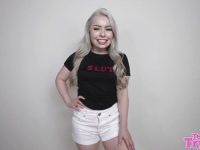 Slut training with pale blonde petite girl Haley Spades