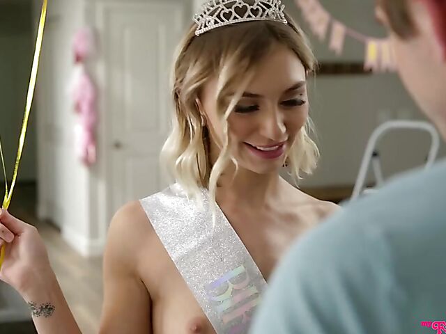 Birthday fuck with petite small tits stepsister Chloe Temple