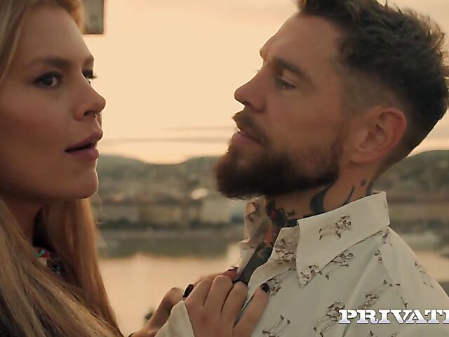 Shaved pussy babe Zlata Shine enjoys anal sex with her tattooed lover Dean Van Damme