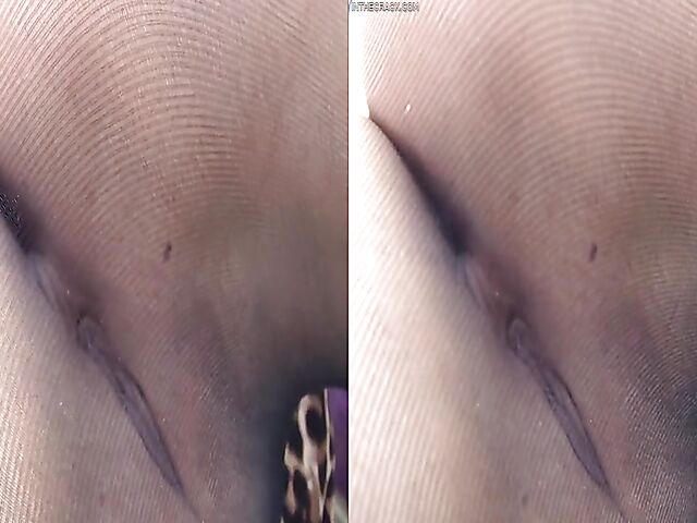 Mini dress and pantyhose solo strip and close-ups with Penelope Woods