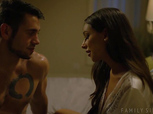 Hot sex before bed with tattooed brunette April Olsen