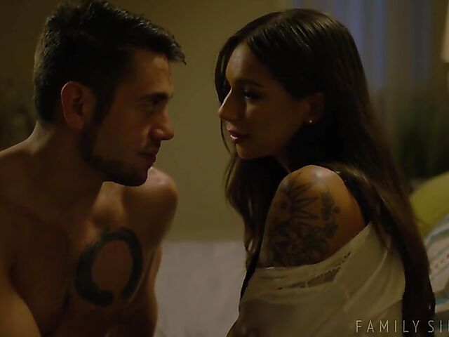 Hot sex before bed with tattooed brunette April Olsen