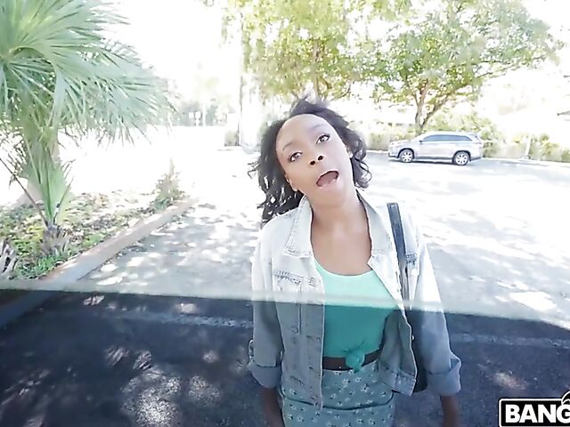 Cute ebony pick up fuck in a van for money with Mila Mars