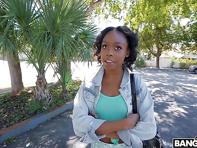 Cute ebony pick up fuck in a van for money with Mila Mars