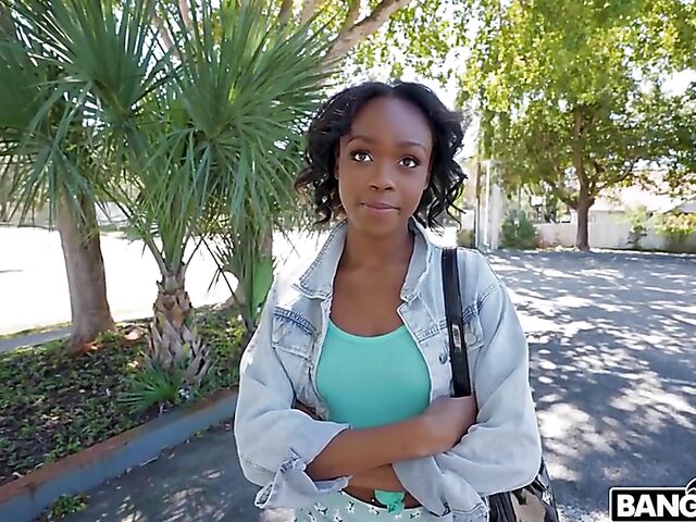 Cute ebony pick up fuck in a van for money with Mila Mars