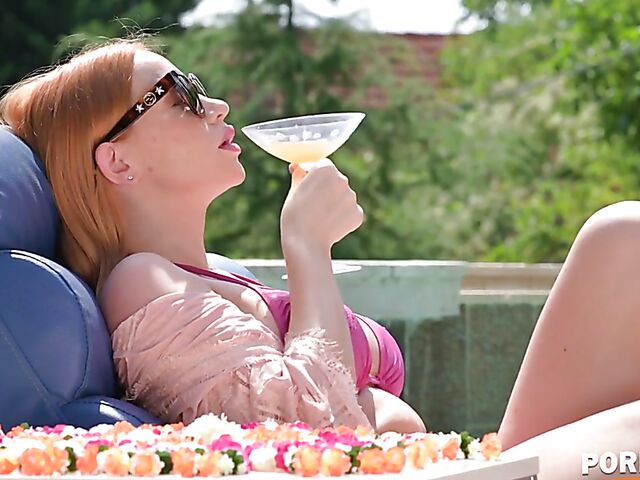 Big tits redhead interracial DP on vacation with gorgeous Kiara Lord