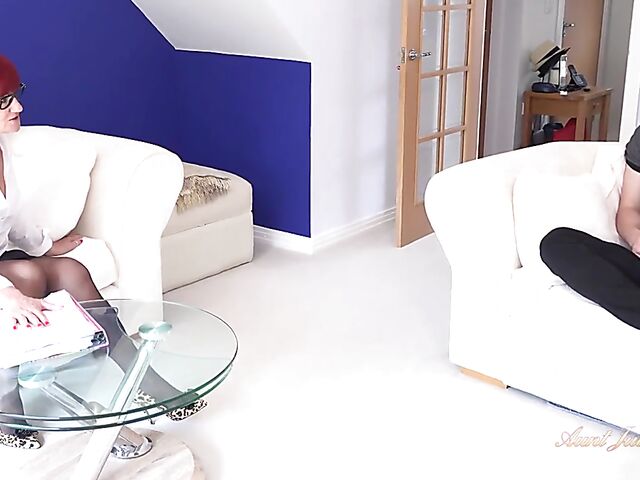 Shaved mature redhead tutor Linda gets pounded by her student