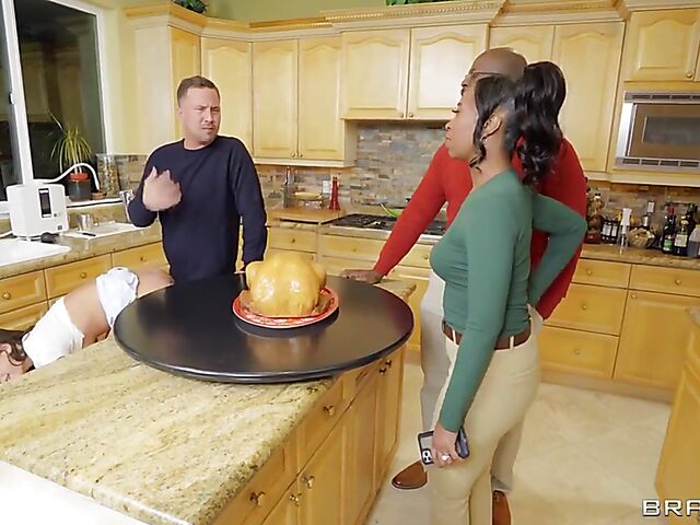 Sneaky kitchen anal with horny April Olsen