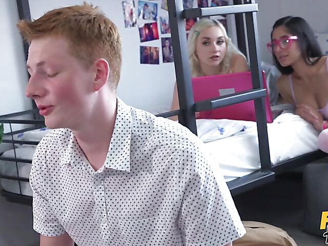 Teen threesome in the fake hostel with Marilyn Sugar and Wild Nicol