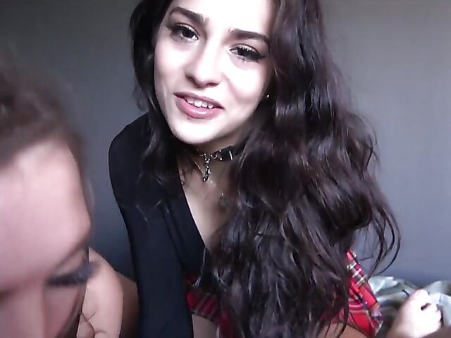 Two girls POV fucked in mini skirts featuring Bailey Base and Sofie Reyez