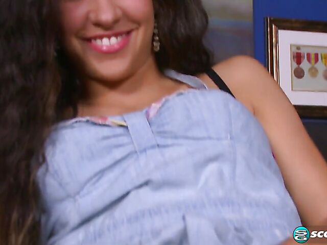 Young brunette babe fingering hairy pussy featuring Annika