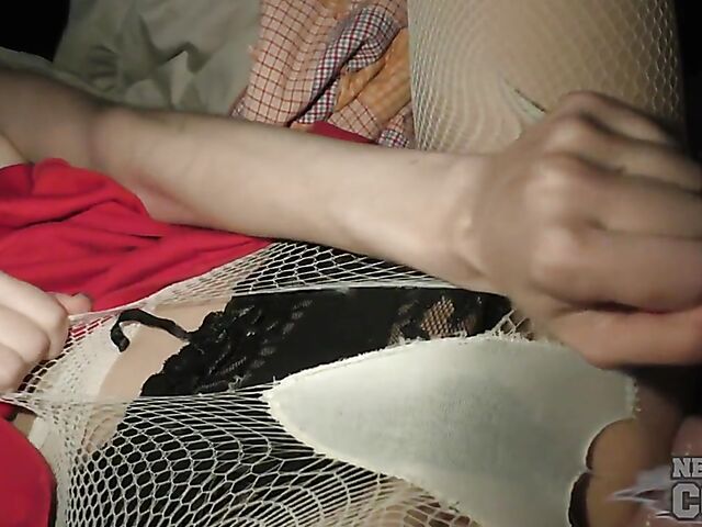 Pussy insertion in pantyhose and panties with Poppy