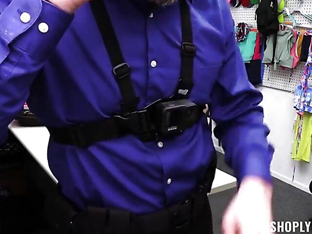 Young shoplifter Lily Larimar gets stripped naked and pounded by the loss prevention officer