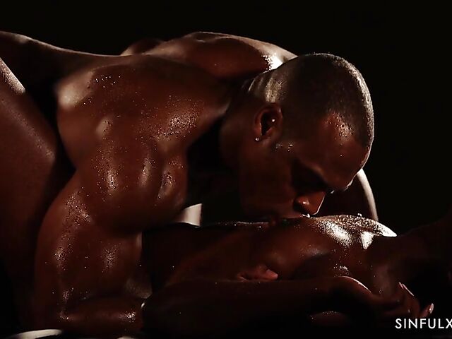 Erotic black on black couple love making in the dark featuring Zaawaadi