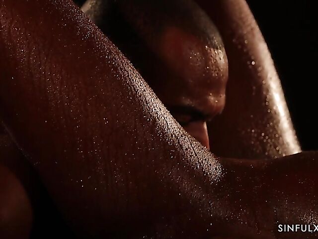 Erotic black on black couple love making in the dark featuring Zaawaadi