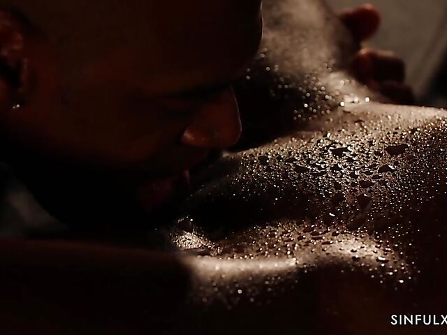 Erotic black on black couple love making in the dark featuring Zaawaadi