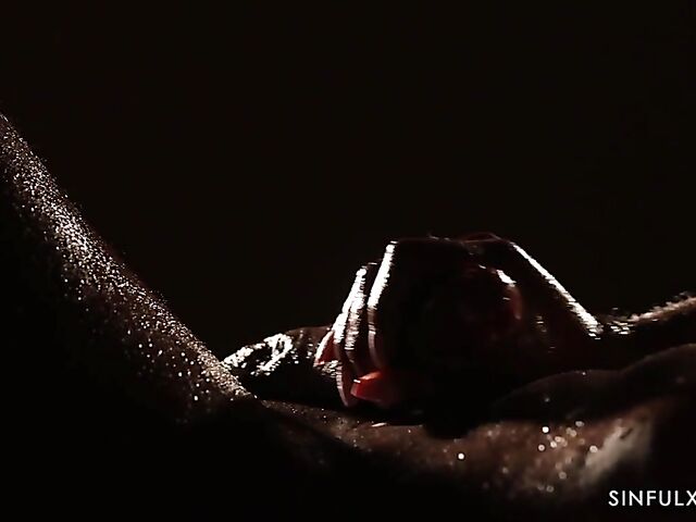 Erotic black on black couple love making in the dark featuring Zaawaadi