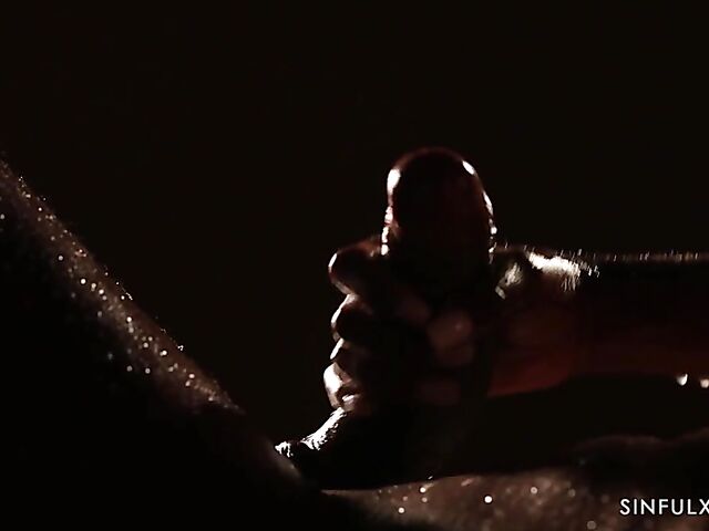 Erotic black on black couple love making in the dark featuring Zaawaadi