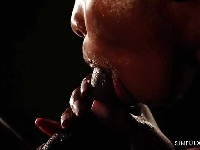 Erotic black on black couple love making in the dark featuring Zaawaadi