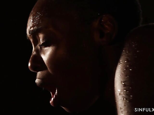 Erotic black on black couple love making in the dark featuring Zaawaadi