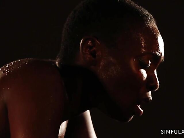 Erotic black on black couple love making in the dark featuring Zaawaadi