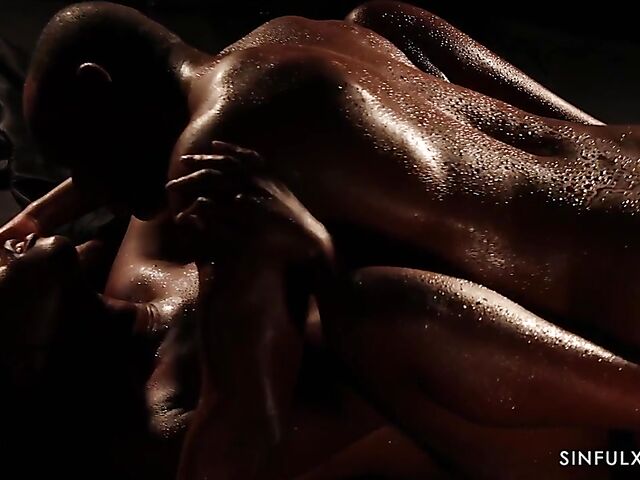 Erotic black on black couple love making in the dark featuring Zaawaadi