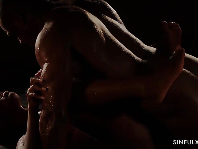 Erotic black on black couple love making in the dark featuring Zaawaadi
