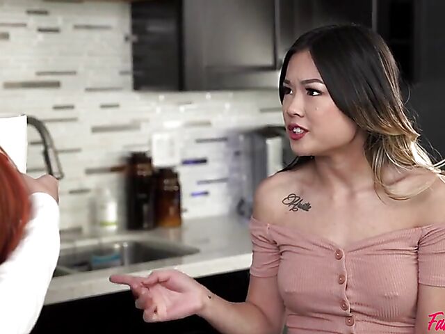 MILF teen family 4some fantasy with Lauren Phillips and Lulu Chu