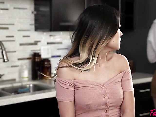 MILF teen family 4some fantasy with Lauren Phillips and Lulu Chu