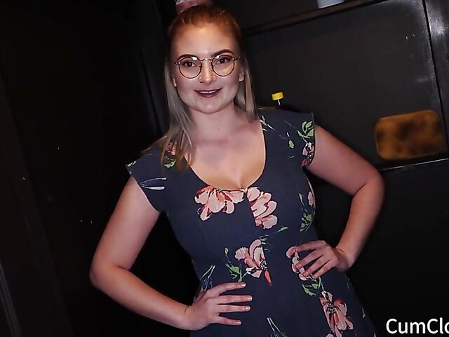 This busty gloryhole slut loves to suck and swallow