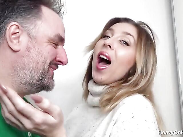 Euro babe Eva Brown gets ass fucked by a fat guy