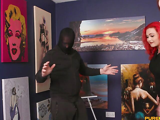 3 ladies CFNM handjob and blowjob with a thief featuring Ellie Louise, Roxi Keogh and Sofia Rex