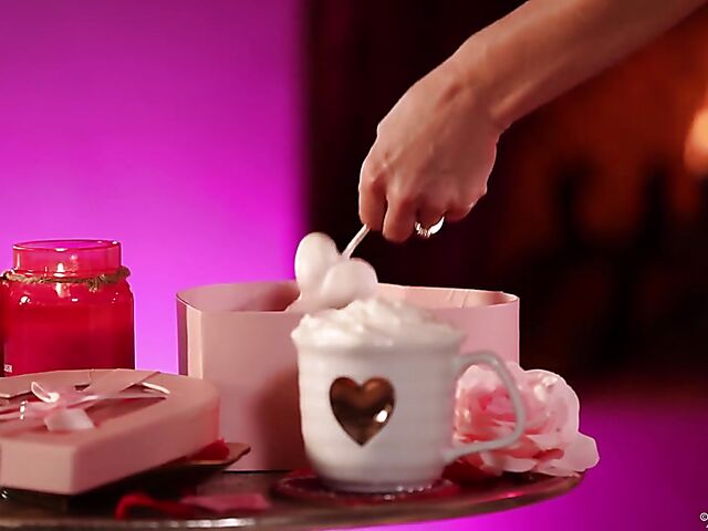 Flirty MILF stockings solo by the fireplace with Cherie Deville