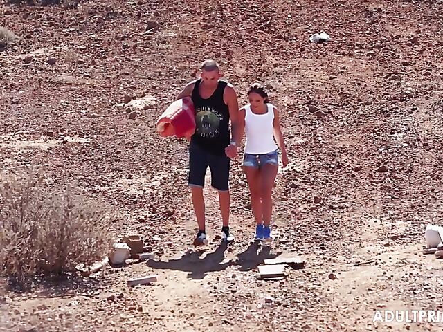 Mea Melone & Nomi - Outdoor threesome with a half-alive