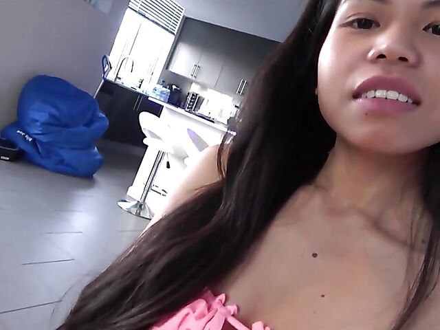 POV asian mom gets fucked in her shaved pussy with cute Vietnamese MILF Evie Ling