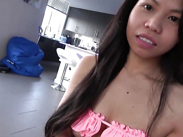 POV asian mom gets fucked in her shaved pussy with cute Vietnamese MILF Evie Ling