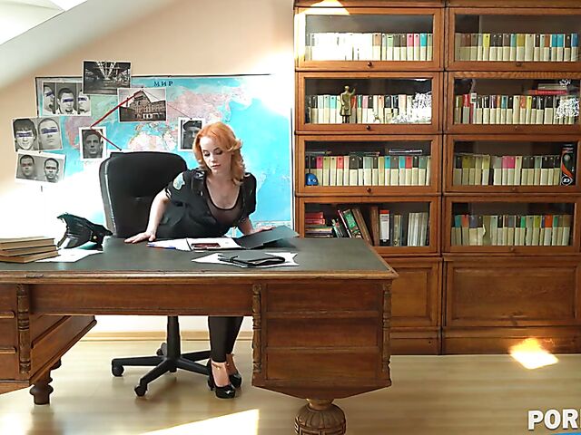 Lara Frost - Flexible redhead gangbang DP with three guys