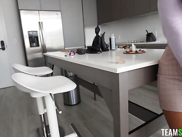 Raven-haired girl with glasses Summer Col gives deepthroat POV