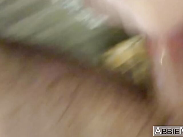 Close up blowjob and deepthroat at home with Abbie Maley