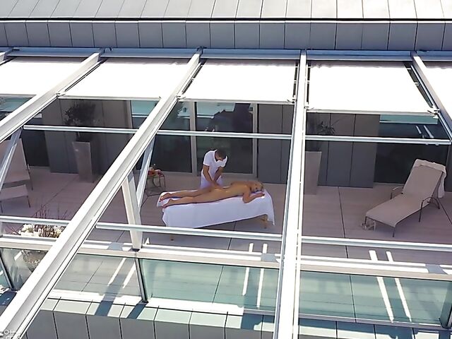 Sexy blonde Sharon White gets relaxed and fucked on the massage table