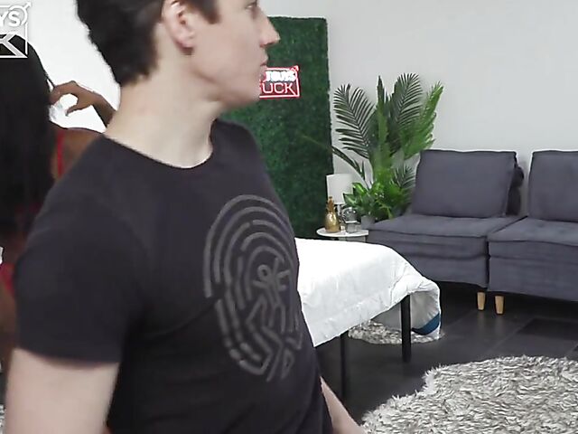 Interracial couple behind the scenes sex