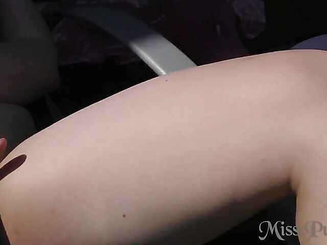 Blonde with glasses Mia shows off her nude body in the hot tub and takes her glass dildo